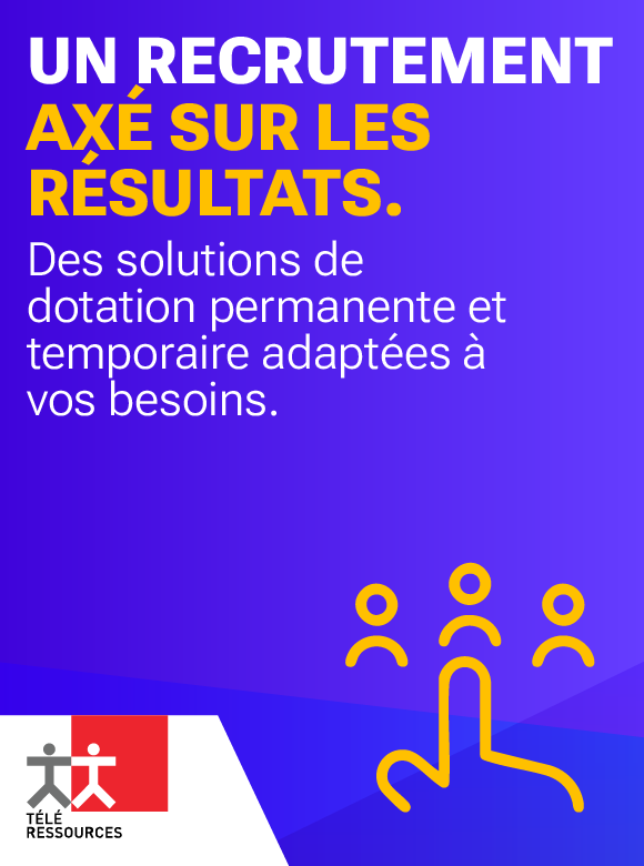 Un recrutement axé sur les résultats. Des solutions de dotation permanente et temporaire adaptées à vos besoins. (icône de doigt sélectionnant une personne)