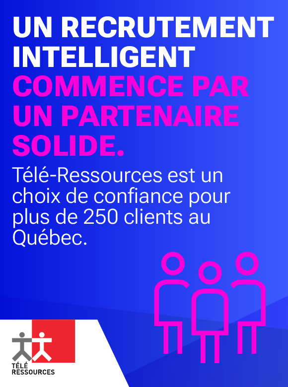 Un recrutement intelligent commence par un partenaire solide. Télé-Ressources est un choix de confiance pour plus de 250 clients au Québec. (icône d’une équipe de femmes)