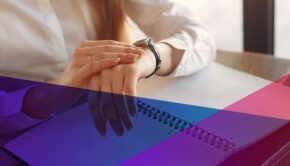 woman looking at her watch in a job interview