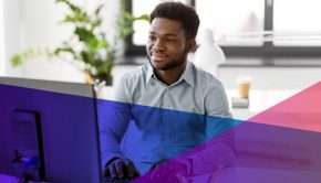 a data entry specialist on his computer